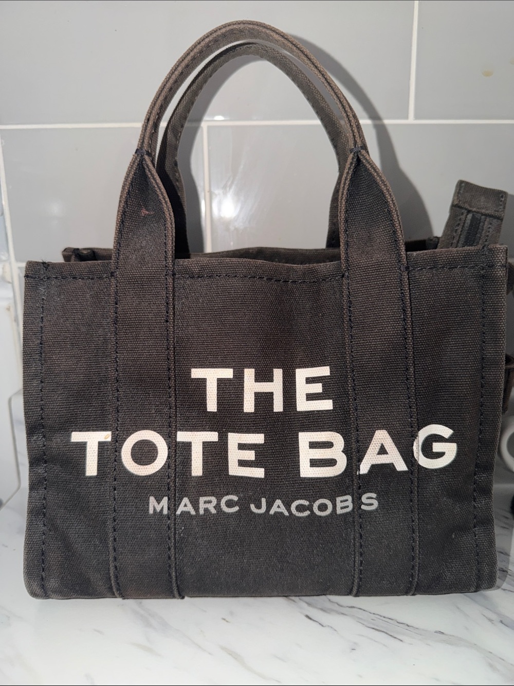 Marc Jacobs Black Canvas 'The Tote Bag' Mini Tote